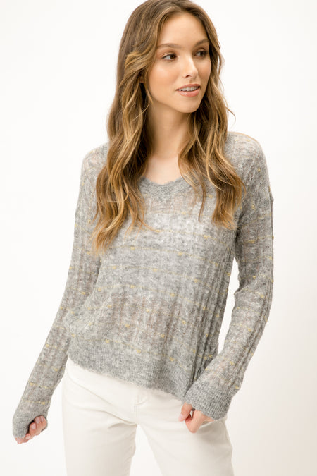 grey fuzzy sweater