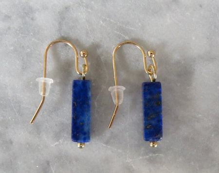 lapis bar earrings