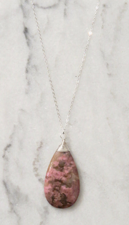 rhodonite stone necklace
