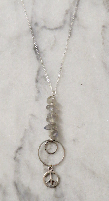 labradorite peace sign necklace