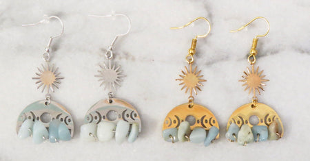 amazonite moon phase earrings