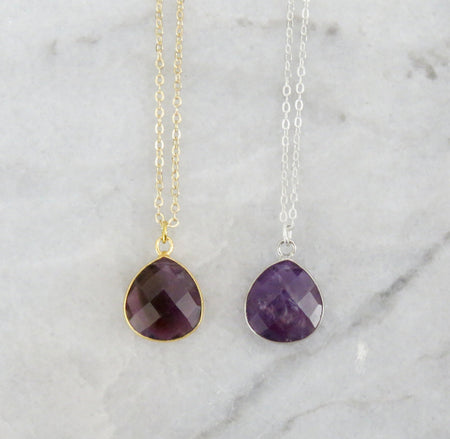 Amethyst gem drop necklace