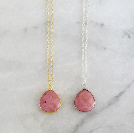 Rhodonite gem drop necklace