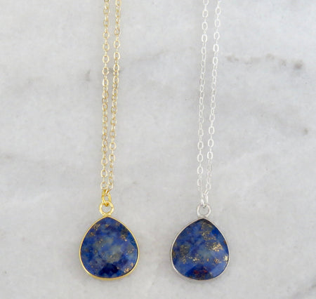Lapis gem drop necklace
