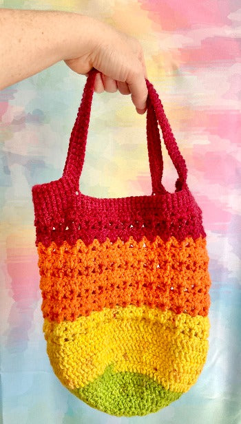 Rainbow crochet market bag