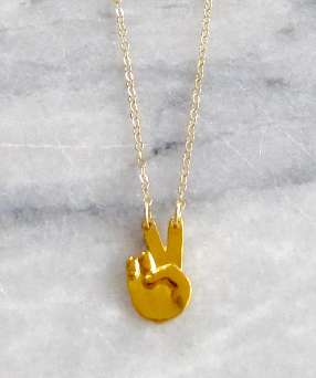 gold peace sign necklace