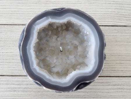smoky quartz geode candle