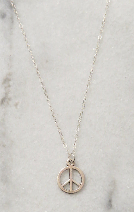 silver peace sign necklace