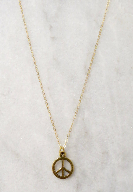 gold peace sign necklace