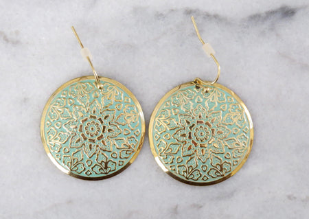 mint medallion earrings