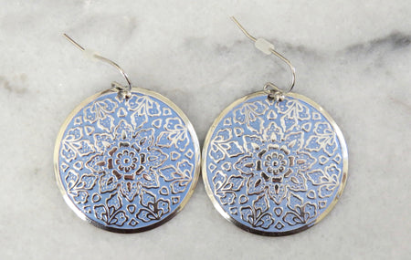 blue medallion earrings