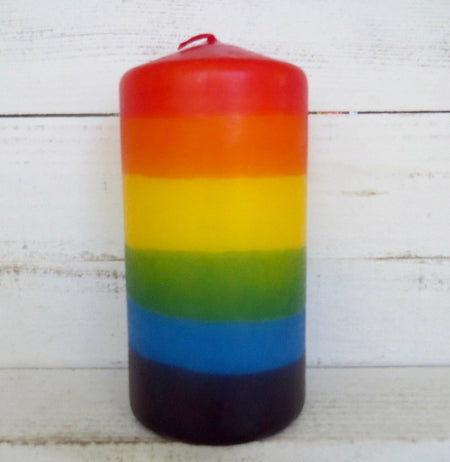Rainbow pillar candle