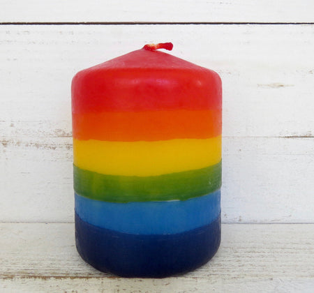 Rainbow pillar candle