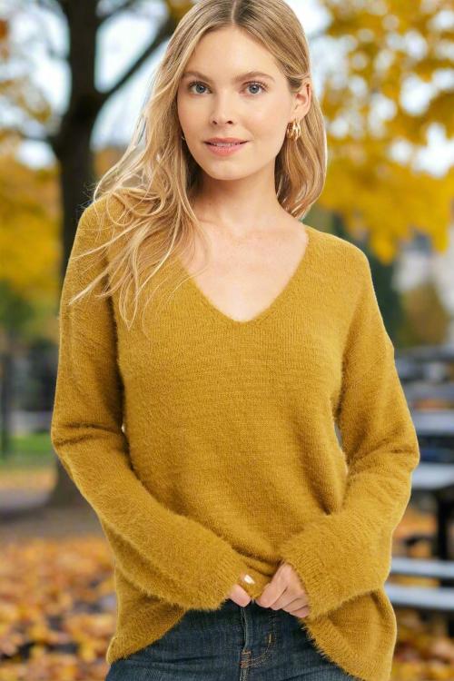 Mustard yellow fuzzy sweater