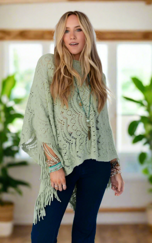 Sage lace poncho