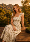 Floral smocked midi dress
