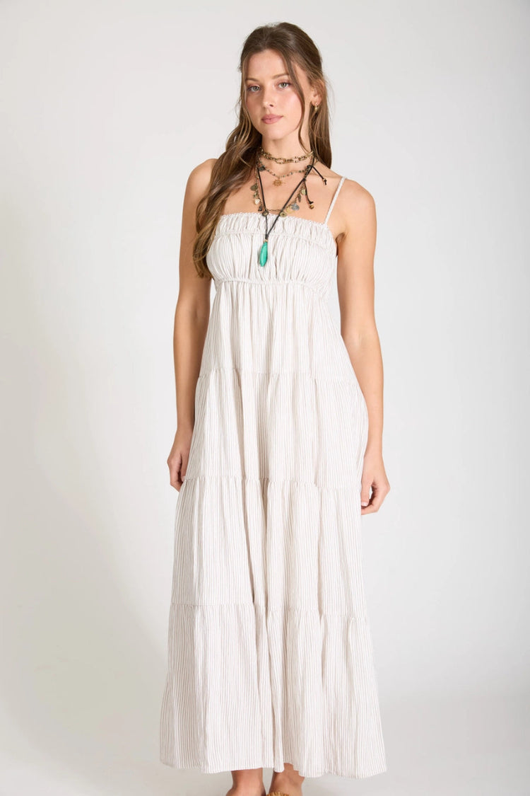 Striped tiered maxi dress