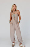 Beige boho jumpsuit