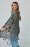 Grey knit kimono