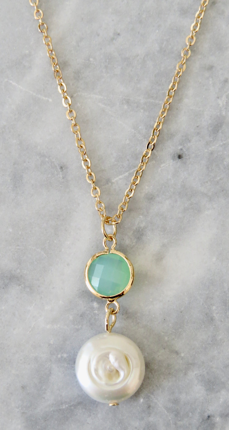 aqua pearl necklace