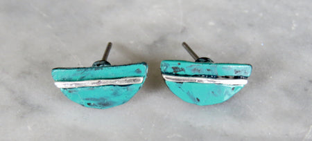 patina disc stud earrings