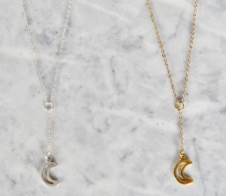 crescent moon Y necklace