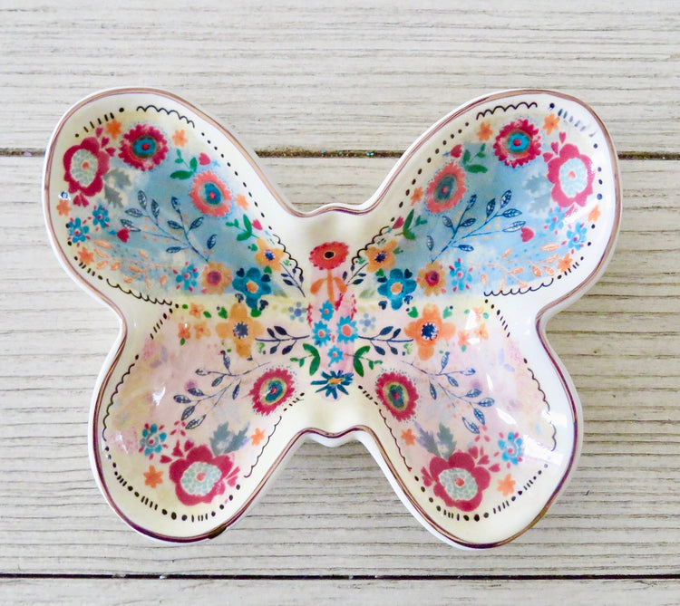 floral butterfly dish