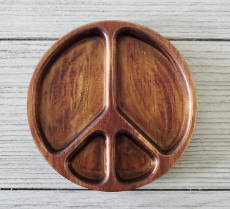 wooden peace sign tray