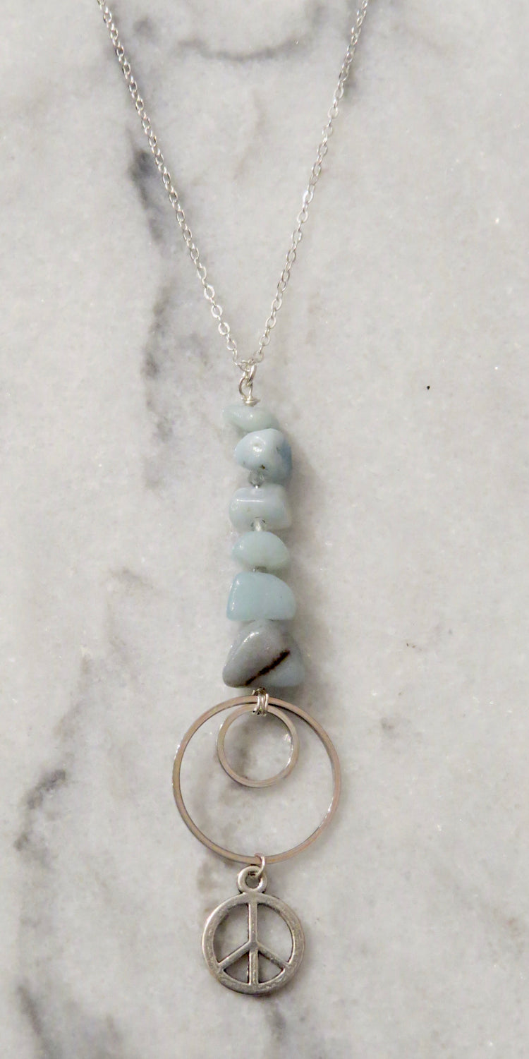 amazonite peace sign necklace