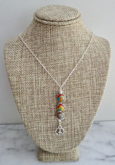 Tie dye peace necklace