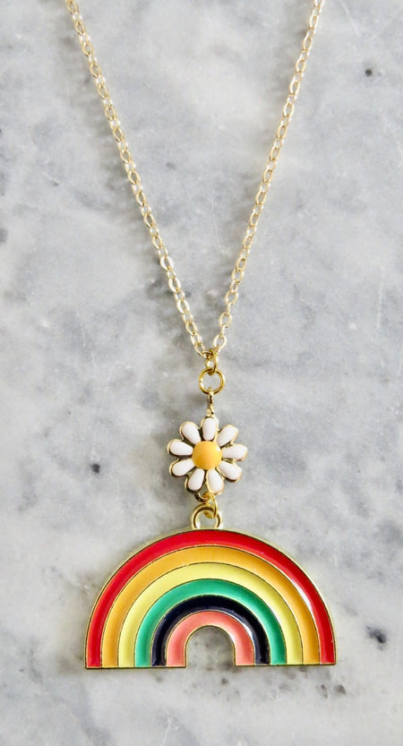 Rainbow daisy necklace