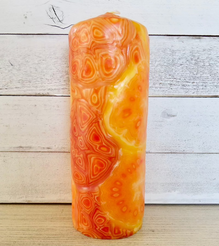 Groovy pillar candle