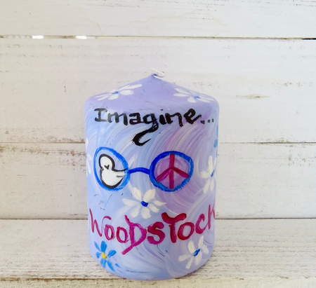 Woodstock hippie candle