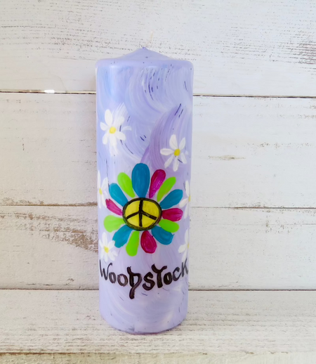 Woodstock hippie candle