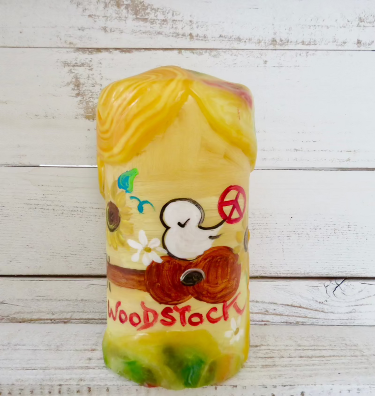 Groovy woodstock candle