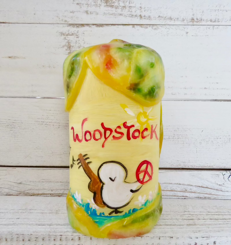 Groovy woodstock candle