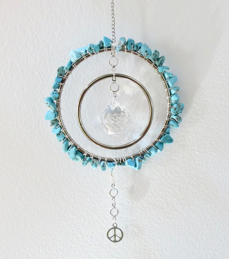 Turquoise howlite sun catcher