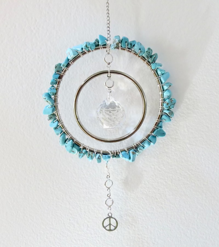Turquoise howlite sun catcher