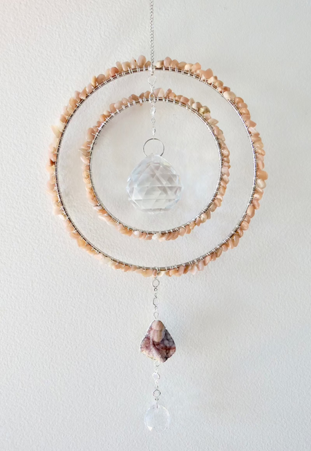 Peach moonstone sun catcher