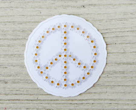 Daisy peace sign sticker