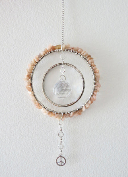 Peach moonstone sun catcher