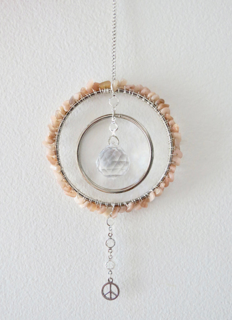 Peach moonstone sun catcher