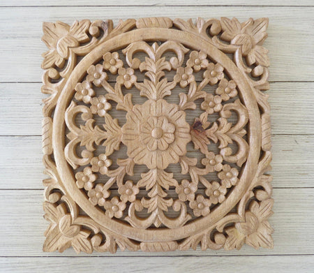 Carved wood wall art