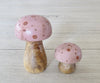 Pink wooden mushrooms