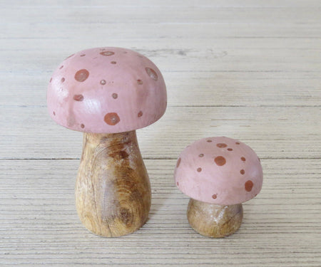 Pink wooden mushrooms