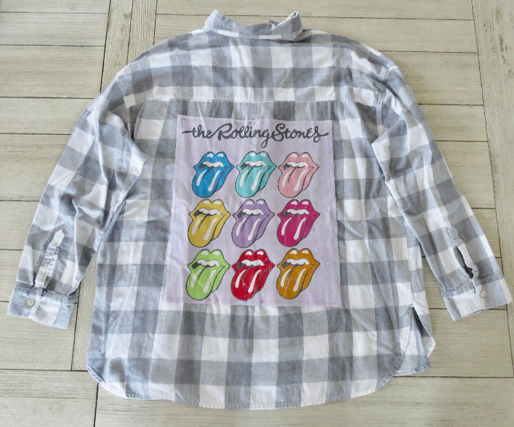UP-CYCLED Rolling Stones flannel