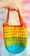 rainbow crochet market bag