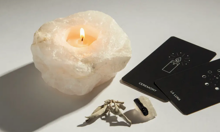 white quartz candle holder