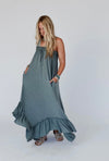 Slate blue maxi dress