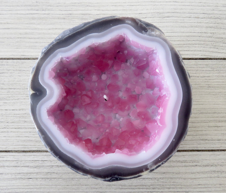 rose quartz geode candle